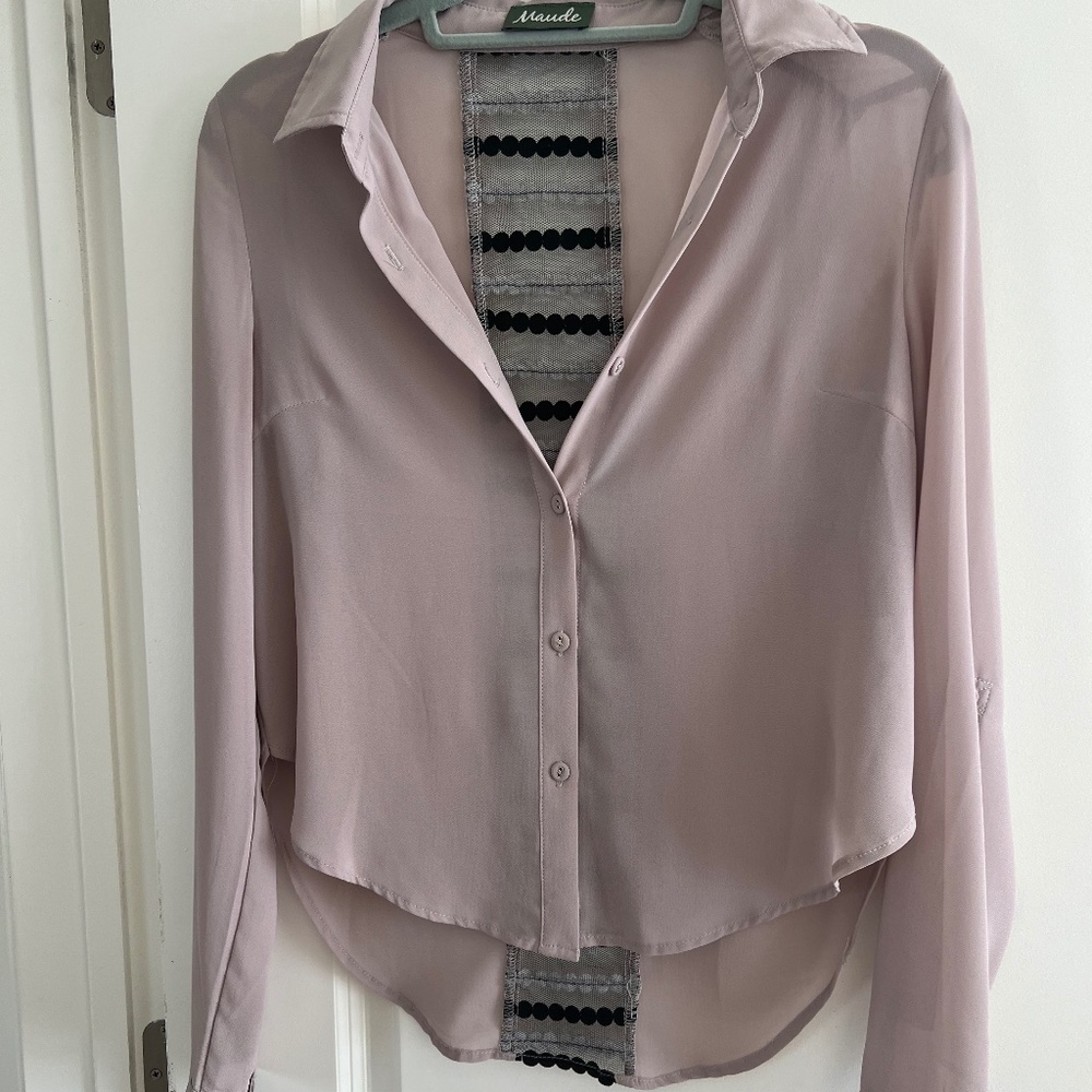 Tan Blouse with Sheer Back